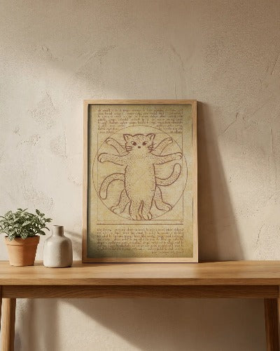 A3/A4 Wall Poster - Vitruvian Cat