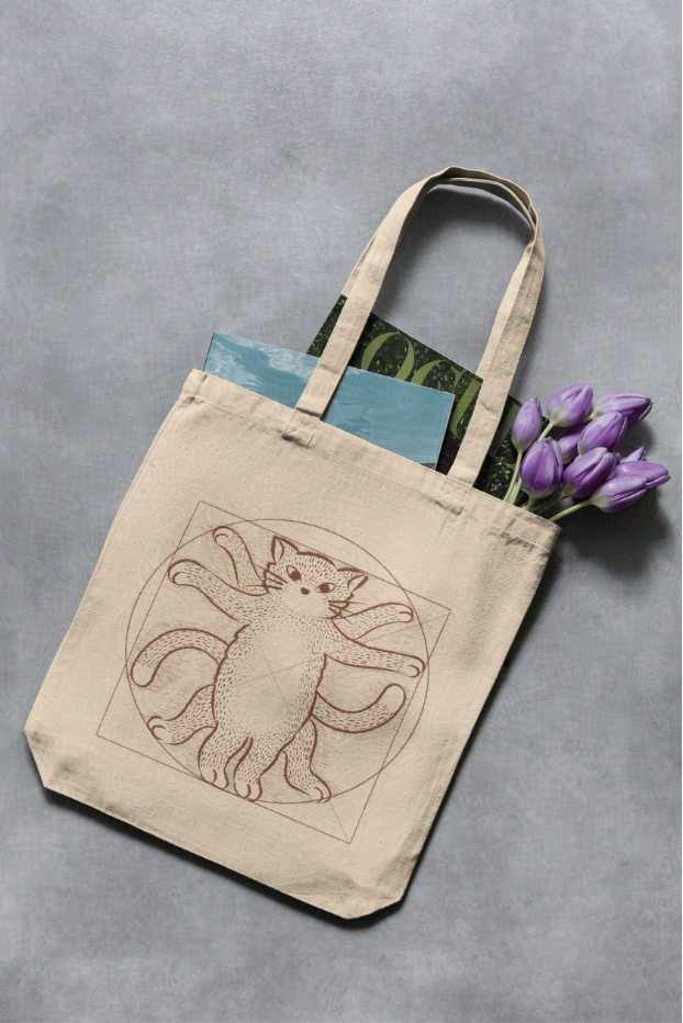 Canvas Tote Bag - Vitruvian Cat