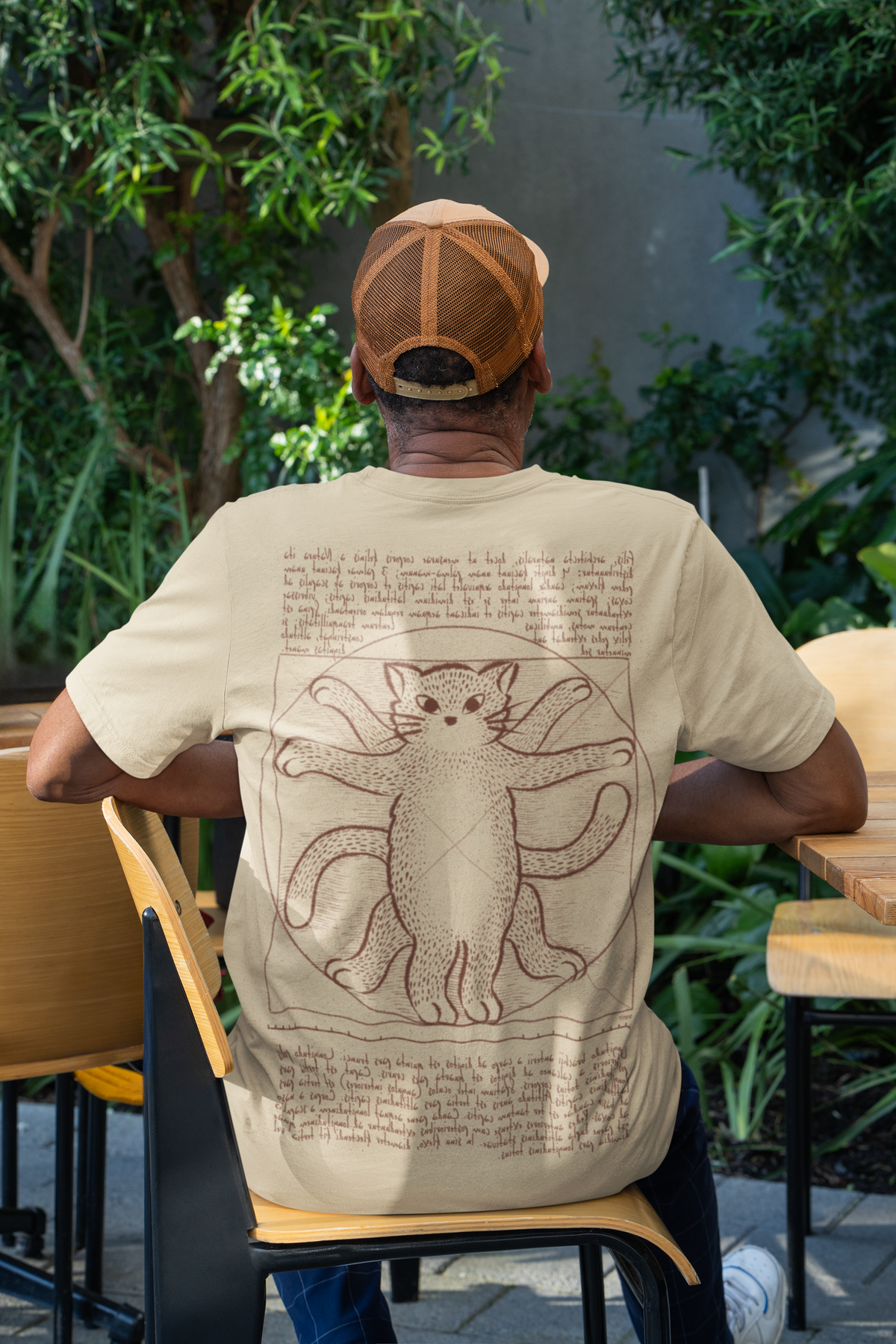 Beige Oversize T-shirt | Vitruvian Cat