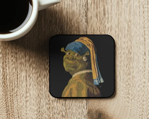 Drink Coaster Square - Shrek With A Pearl Earring