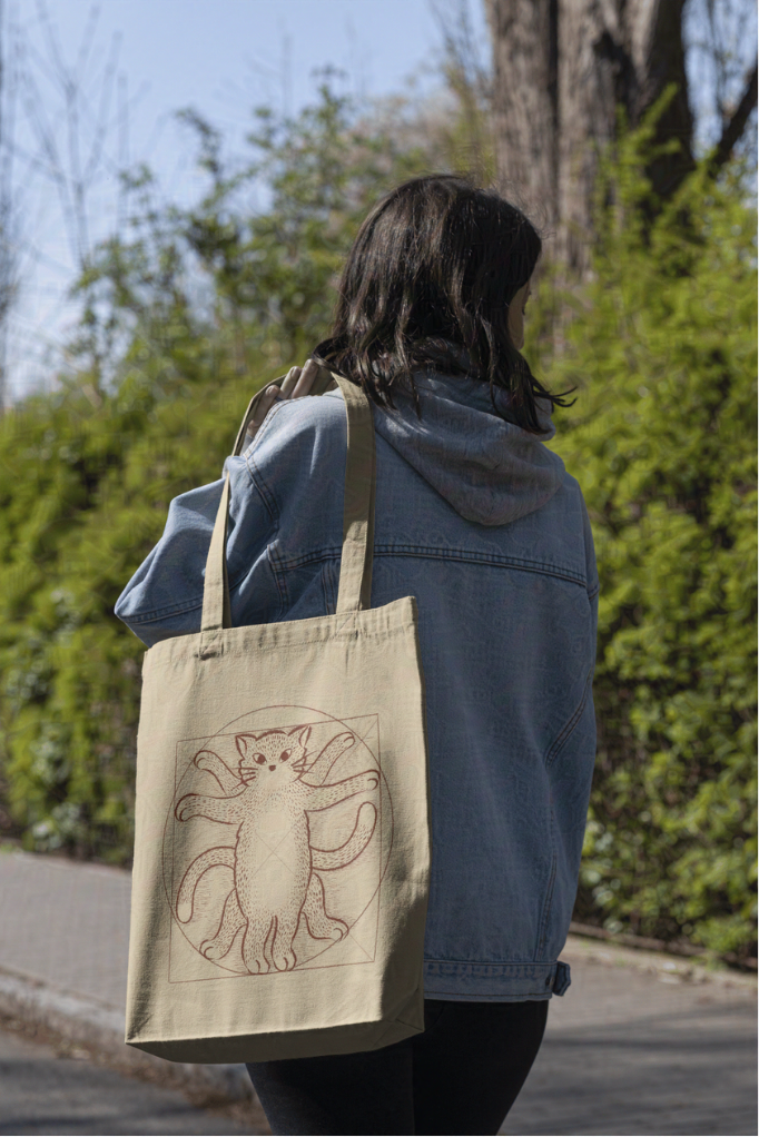 Canvas Tote Bag - Vitruvian Cat