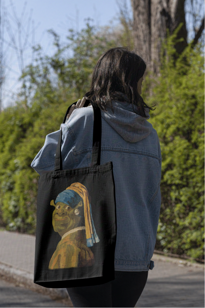 Canvas Tote Bag - Shrek with a Pearl Earring