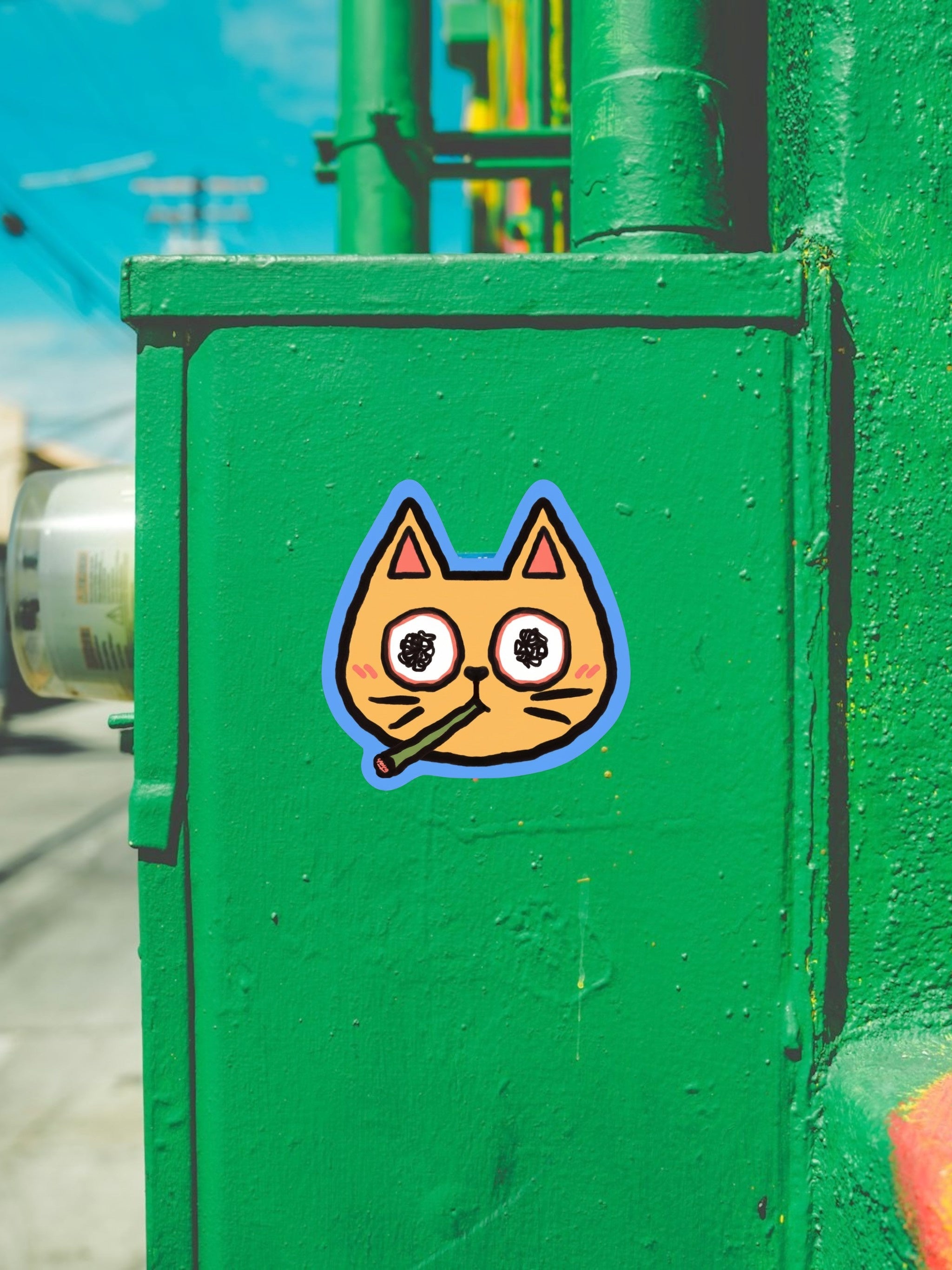 Funny Cat Vinyl Sticker | Tokin' Tom | Groovy Gato