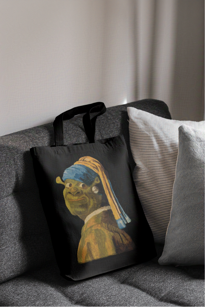 Canvas Tote Bag - Shrek with a Pearl Earring