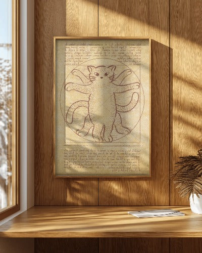 A3/A4 Wall Poster - Vitruvian Cat