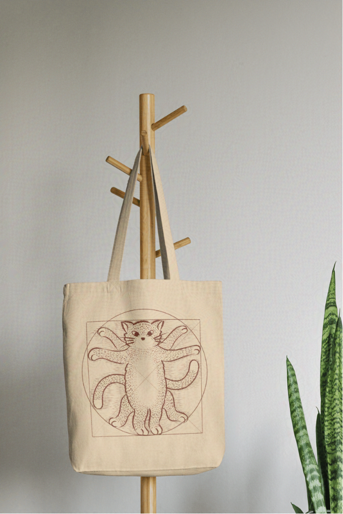 Canvas Tote Bag - Vitruvian Cat