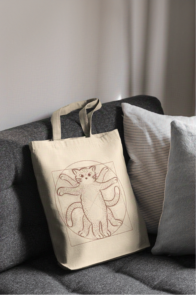 Canvas Tote Bag - Vitruvian Cat
