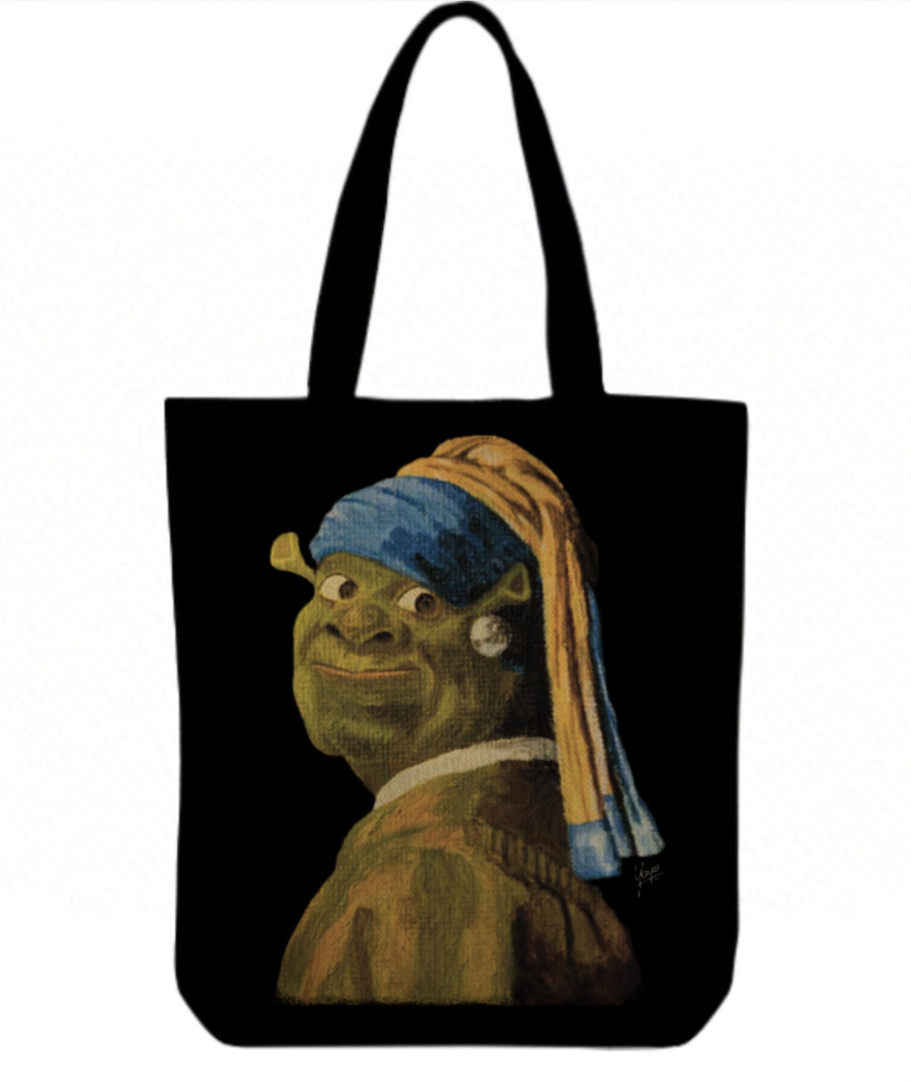 Canvas Tote Bag - Shrek with a Pearl Earring
