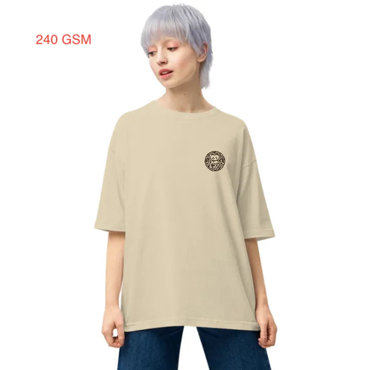 Beige Oversize T-shirt | Vitruvian Cat