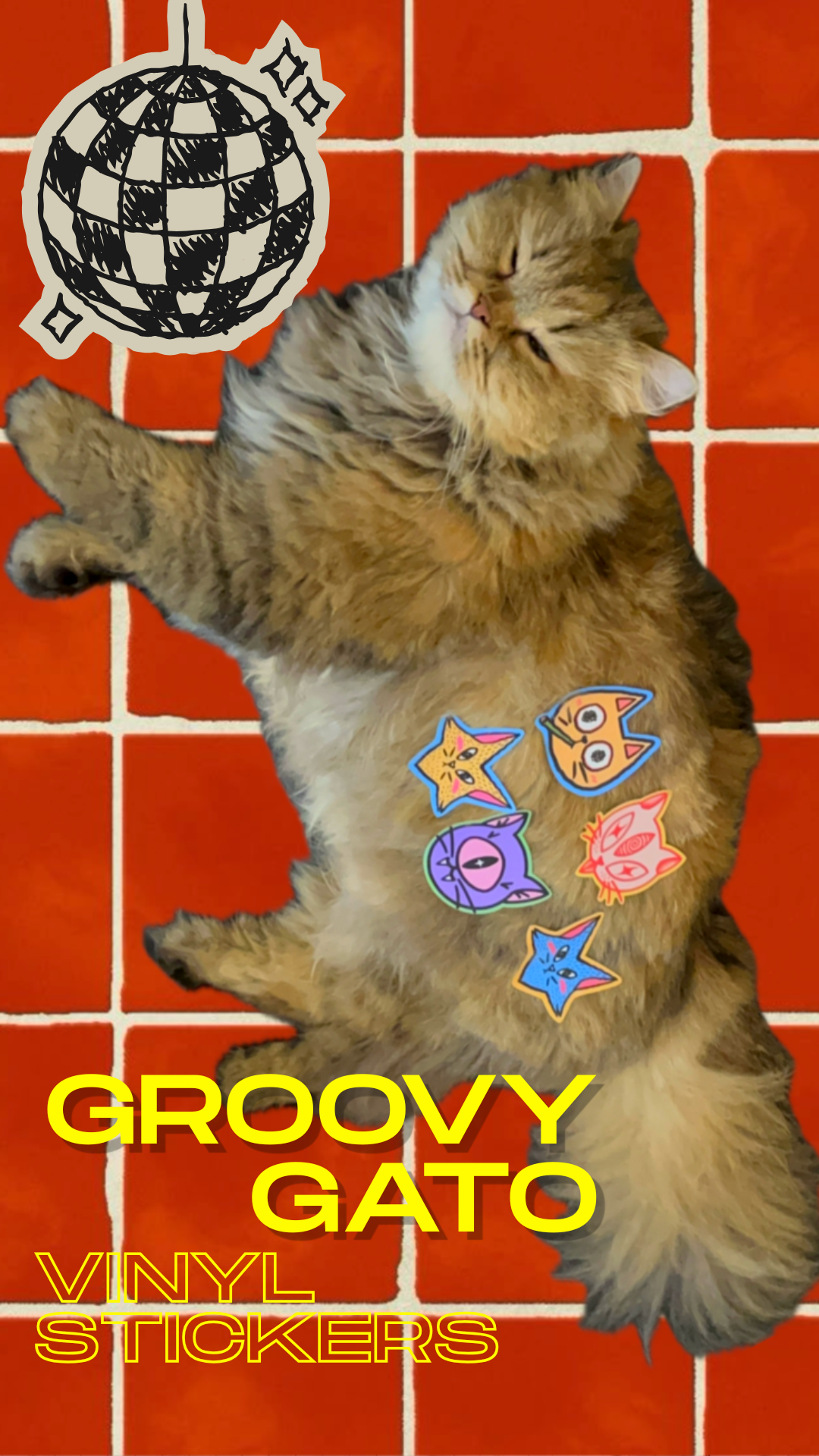 Funny Cat Sticker Pack | Groovy Gato Collection | Set of 6