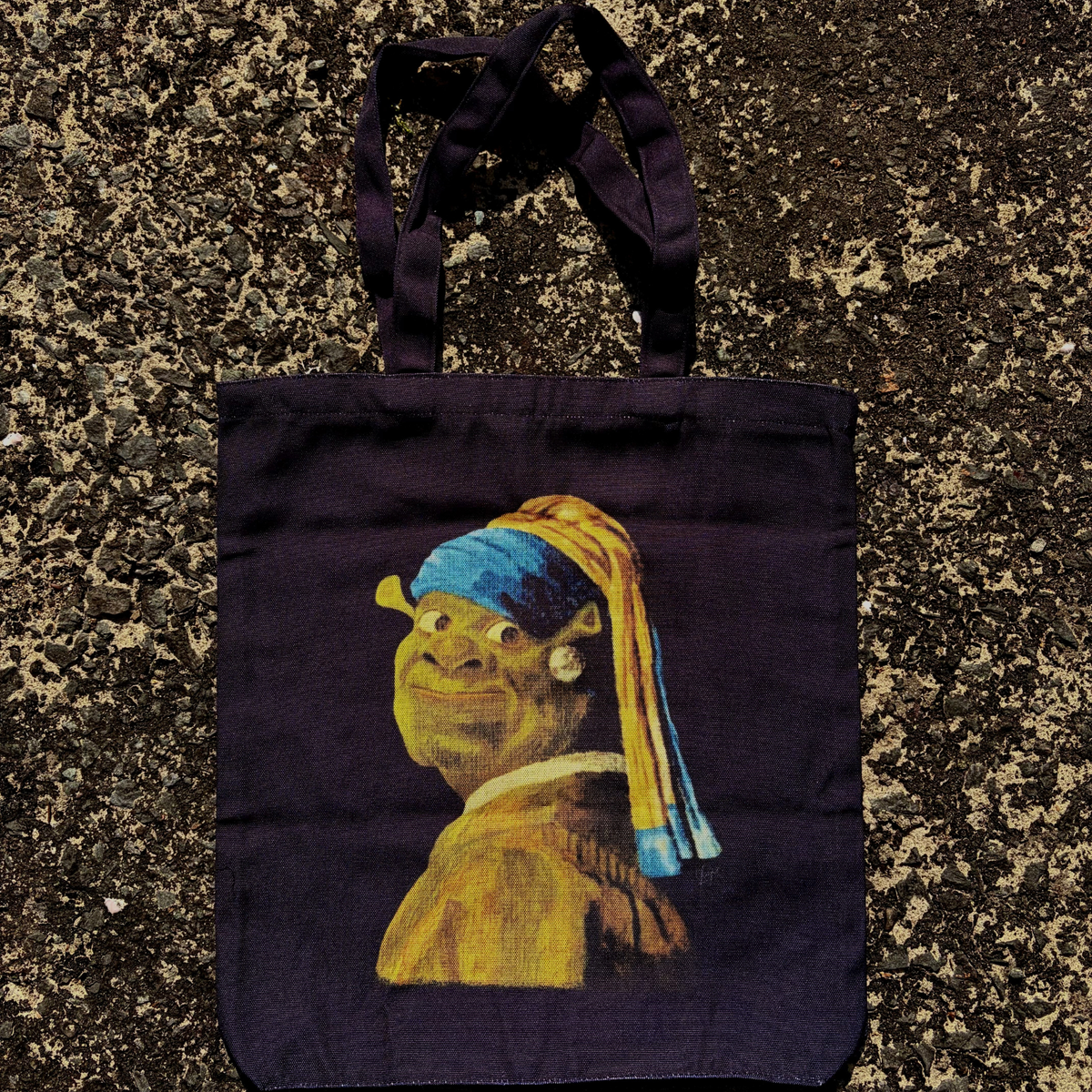Funny Ogre Canvas Tote Bag | Shrek with a Pearl Earring
