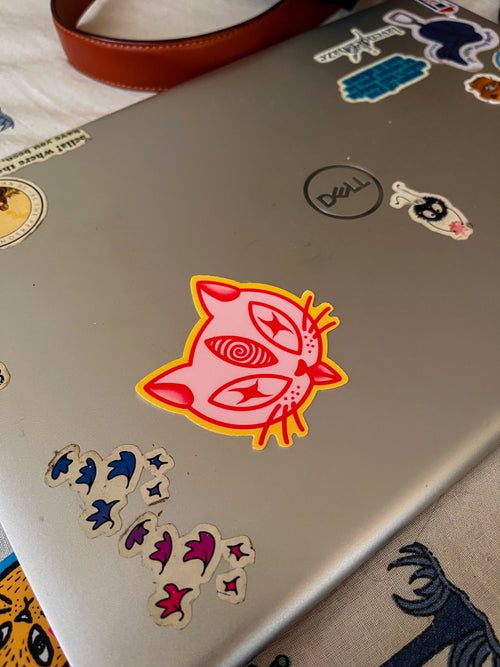 Funny Cat Vinyl Sticker | Cosmic Cathy | Groovy Gato