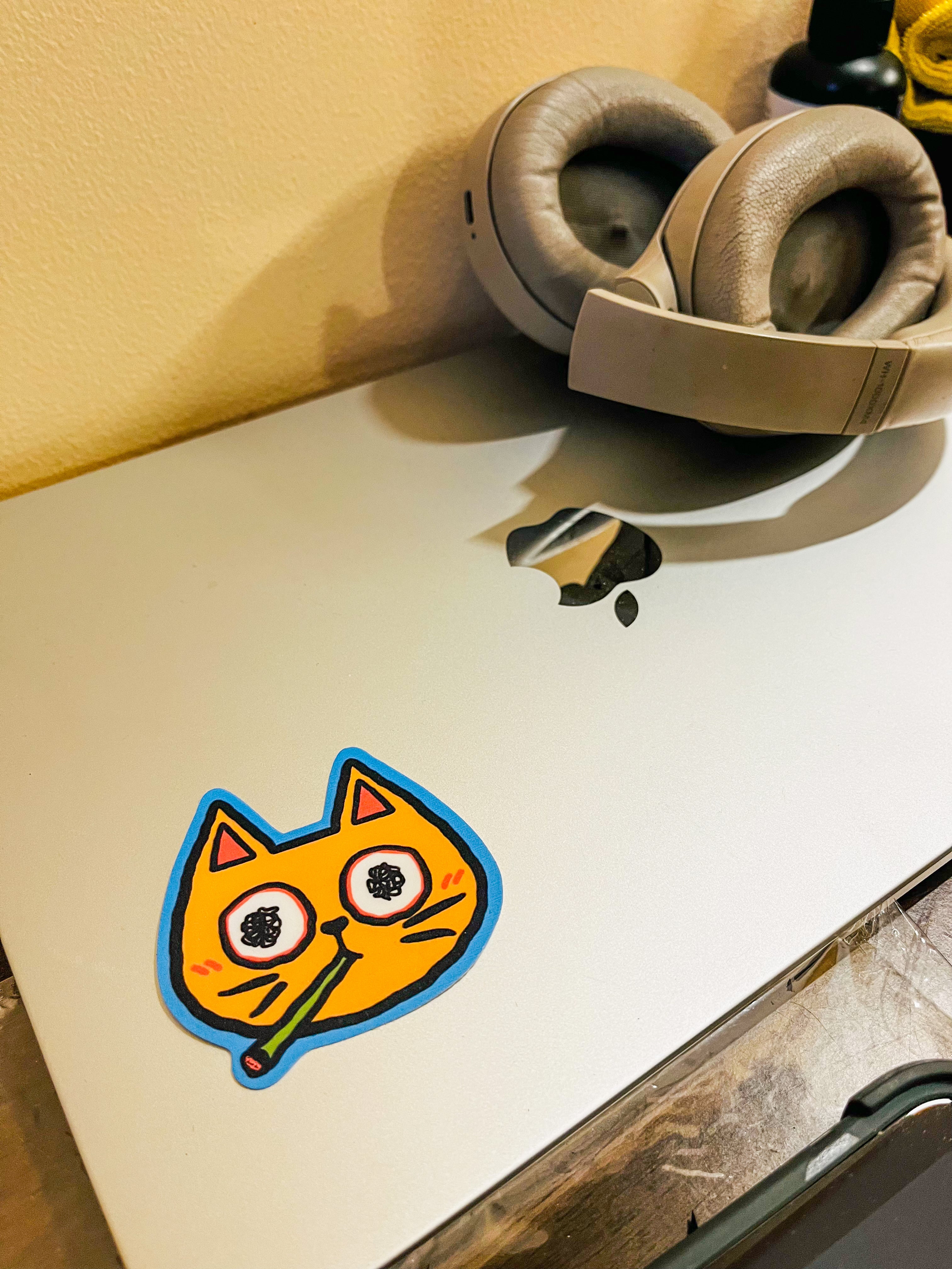 Funny Cat Vinyl Sticker | Tokin' Tom | Groovy Gato