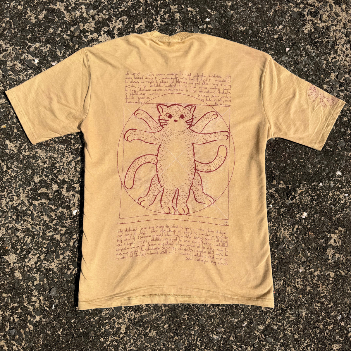 Beige Oversize T-shirt | Vitruvian Cat