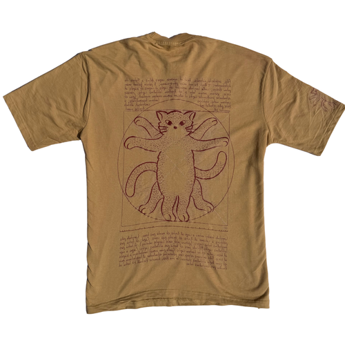 Beige Oversize T-shirt | Vitruvian Cat