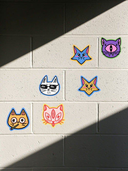 Funny Cat Sticker Pack | Groovy Gato Collection | Set of 6